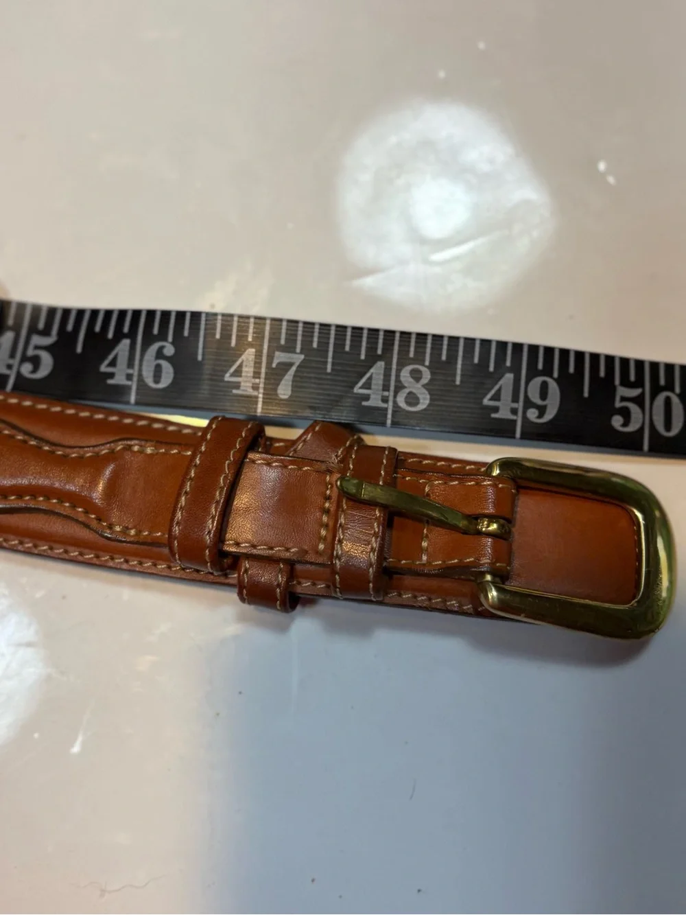 Lands' End Vintage Leather Ranger Belt featuring a distinct double-keeper 44